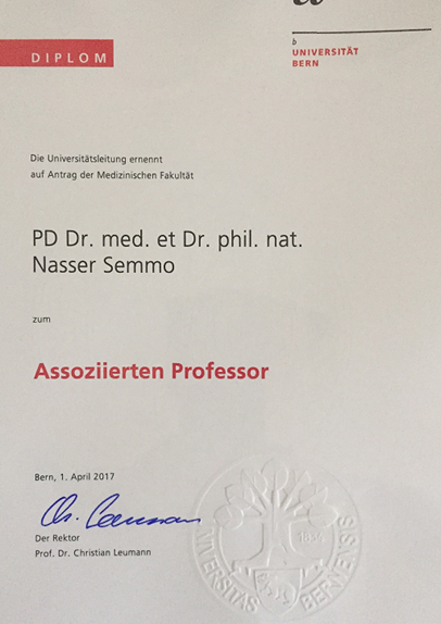 1. April 2017: Rectorate of the University of Bern nominates professor title