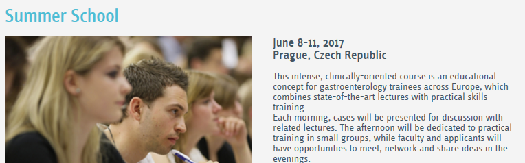 8.-11. June 2017: UEG Summer School, Prague, Czech Republic